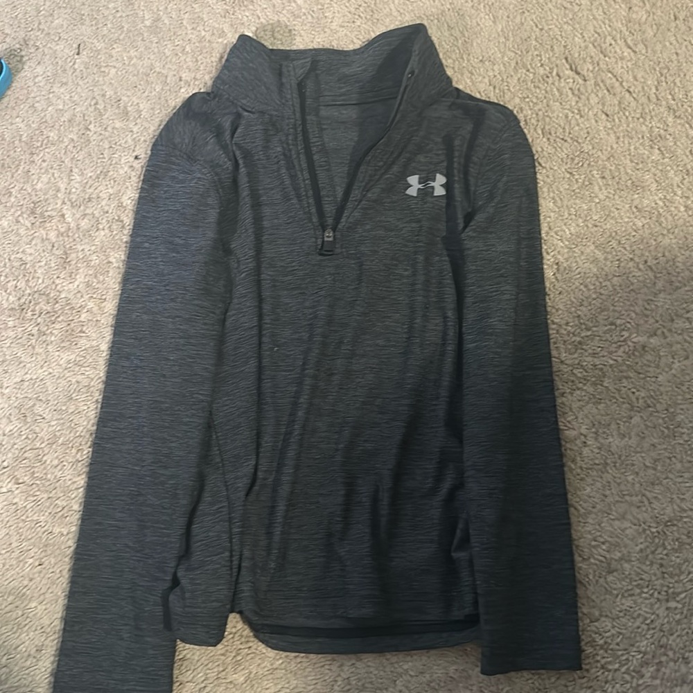 Under Armour Shirt Boys 6 Quarter Zip Pullover Activewear  Layering Casual Gray